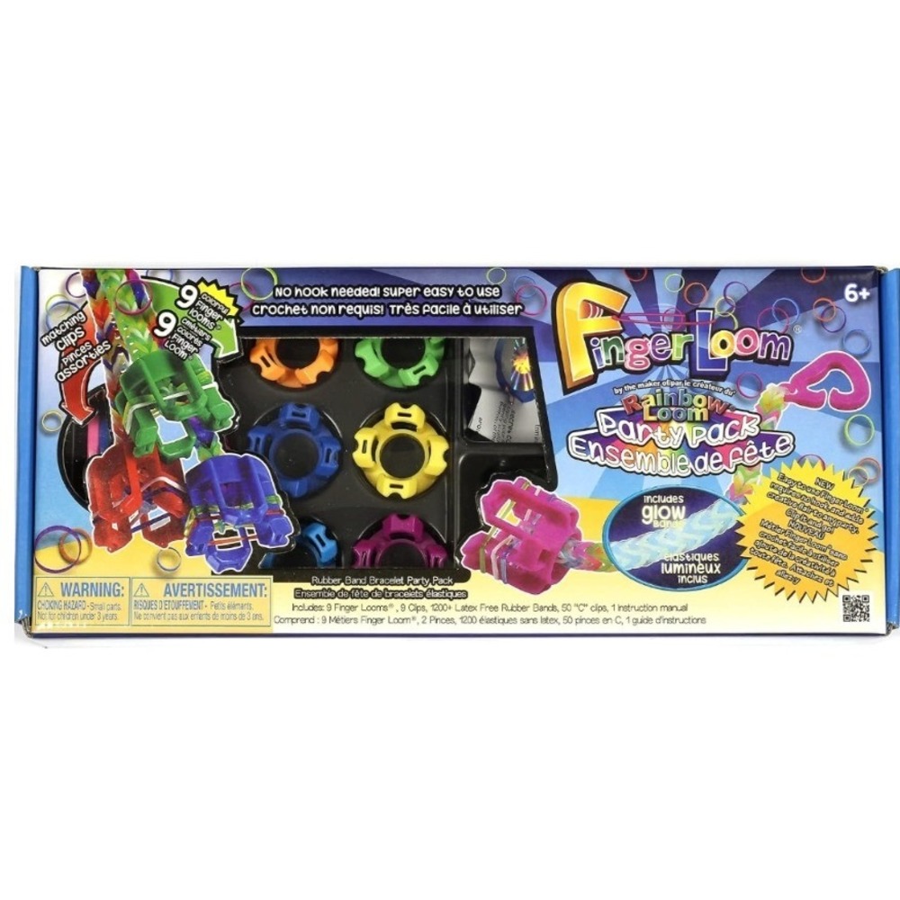Rainbow Loom Finger Loom Party Pack 1200+ Bands 9 Looms Glow Bands R0046B NEW